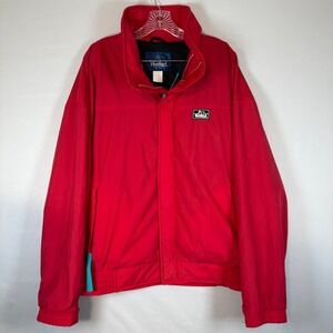Woolrich Mens Red Windbreaker Jacket With Teal Accents Size XL